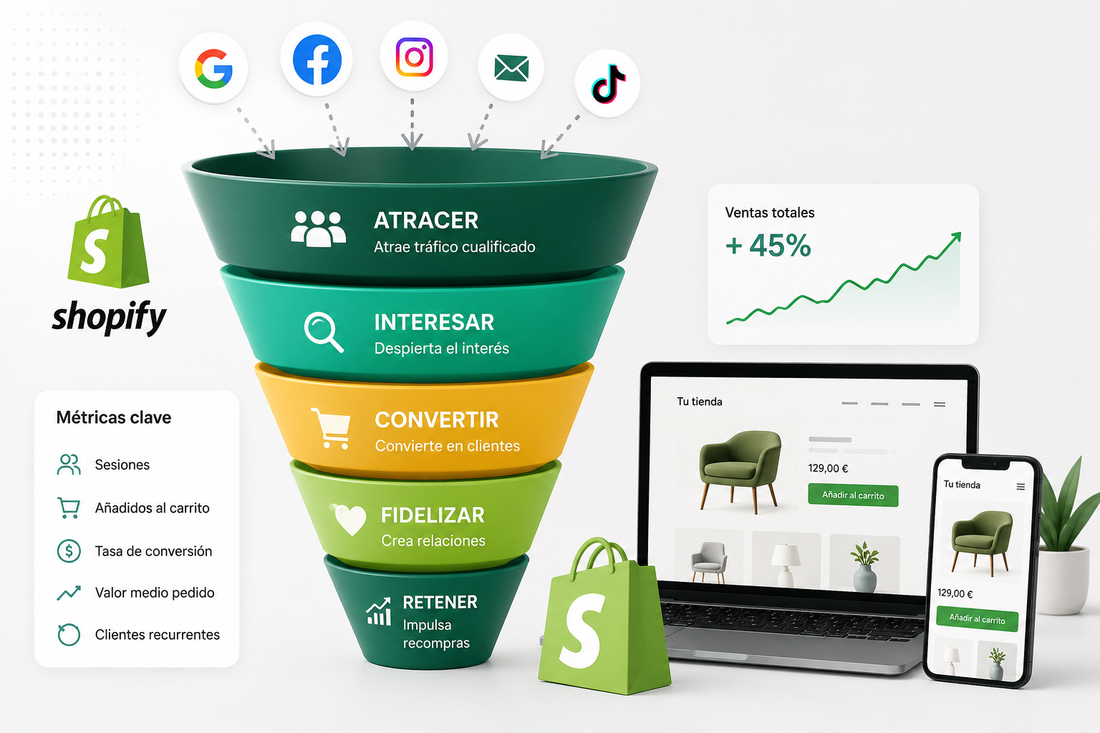Cómo construir un funnel Shopify que convierta tráfico en ventas