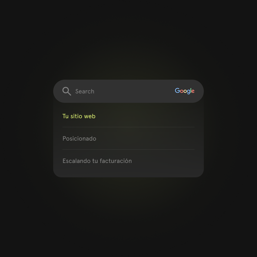 Búsqueda en Google mostrando opciones relacionadas con un sitio web y facturación.