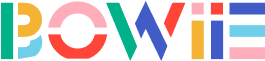 Logo colorido de la agencia Shopify Bowie, que representa desarrollo y diseño Shopify.